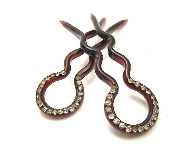 Vintage 1950s Rhinestone Embellished Hair Pins