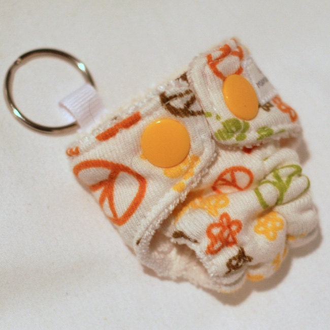 Hippie Kids (OBV lining) - Mini Fitted Cloth Diaper Keychain