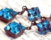 Aquamarine Blue Rhinestone Earrings