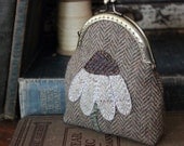 Primitive Cone Flower Applique Coin Purse - Small Size