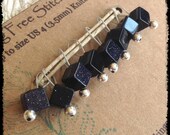 Spring Clearance Sale Snag Free Stitch Markers Extra Small Set of 8 -- Blue Goldstone -- J25 -- Fits up to size Us 4 (3.5mm) Knitting Needl