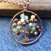 TREE of LIFE pendant with CHAIN Antique Copper with tiger eyes, jasper, aventurrine stones