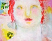 Acrylic Portrait Painting MAGDA affordable art original contemporary fine art progressive intuitive modern 10x8"