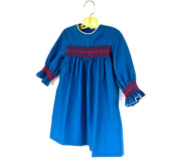 Turquoise Blue Smocked Little Girl's Dress