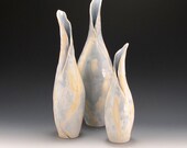 Blues, Whites and Creams Organic Petal-like Vase Trio