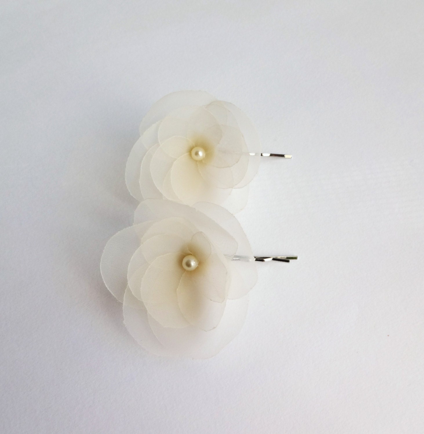 Creamy Organza Hair Pins  or Shoe Clips