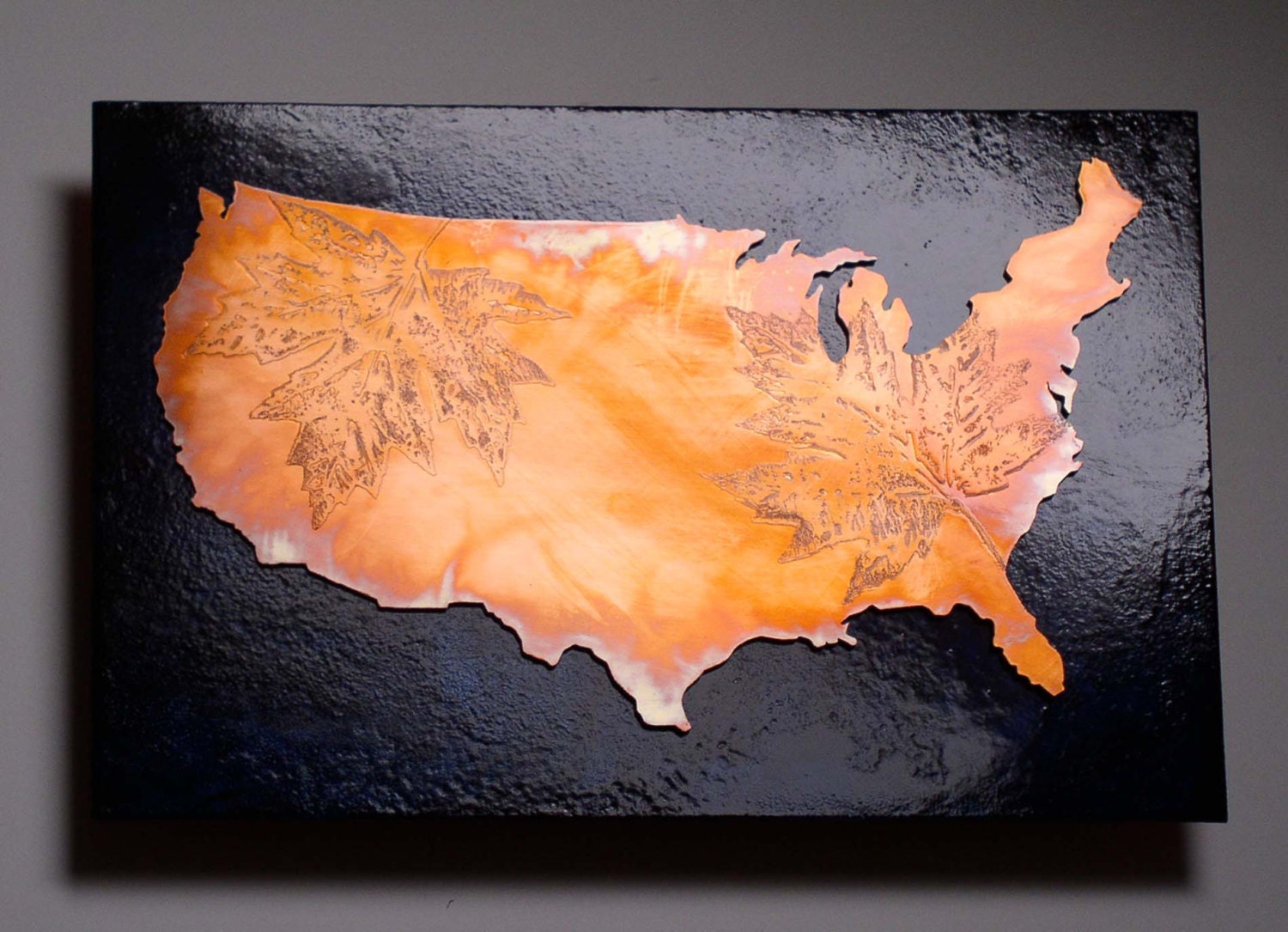 Copper Metal Map Art of United States10x14 inch