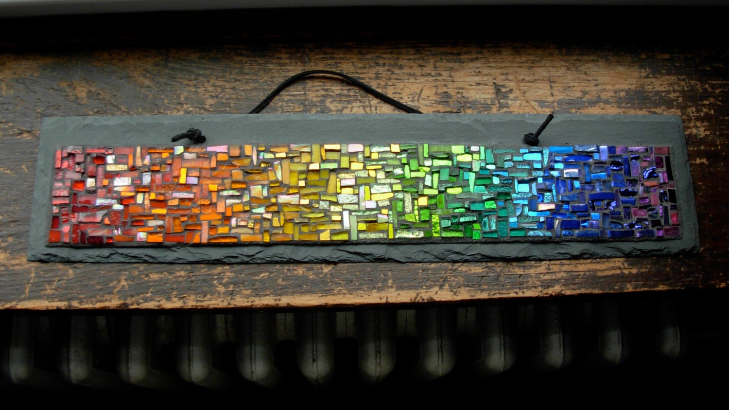 Rainbow Mosaic Panel on Slate