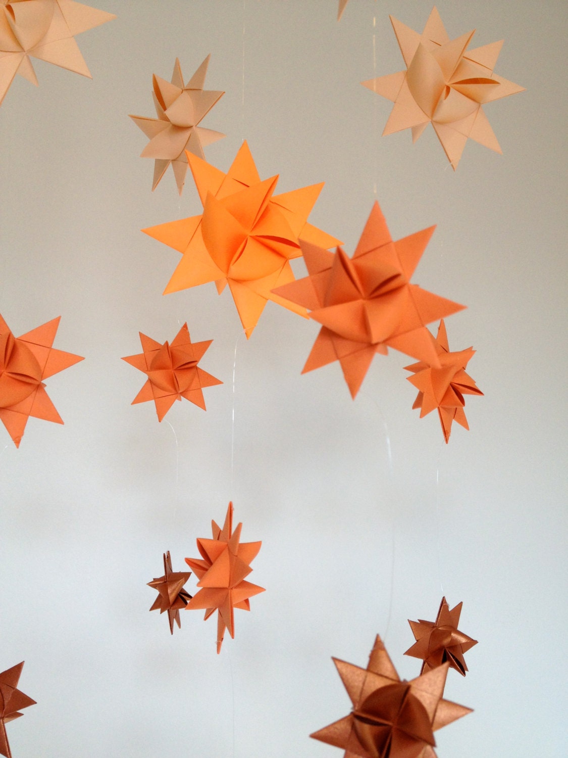 RESERVED Baby Crib Mobile Hanging Origami Stars -'Milky Way' Ombre Orange