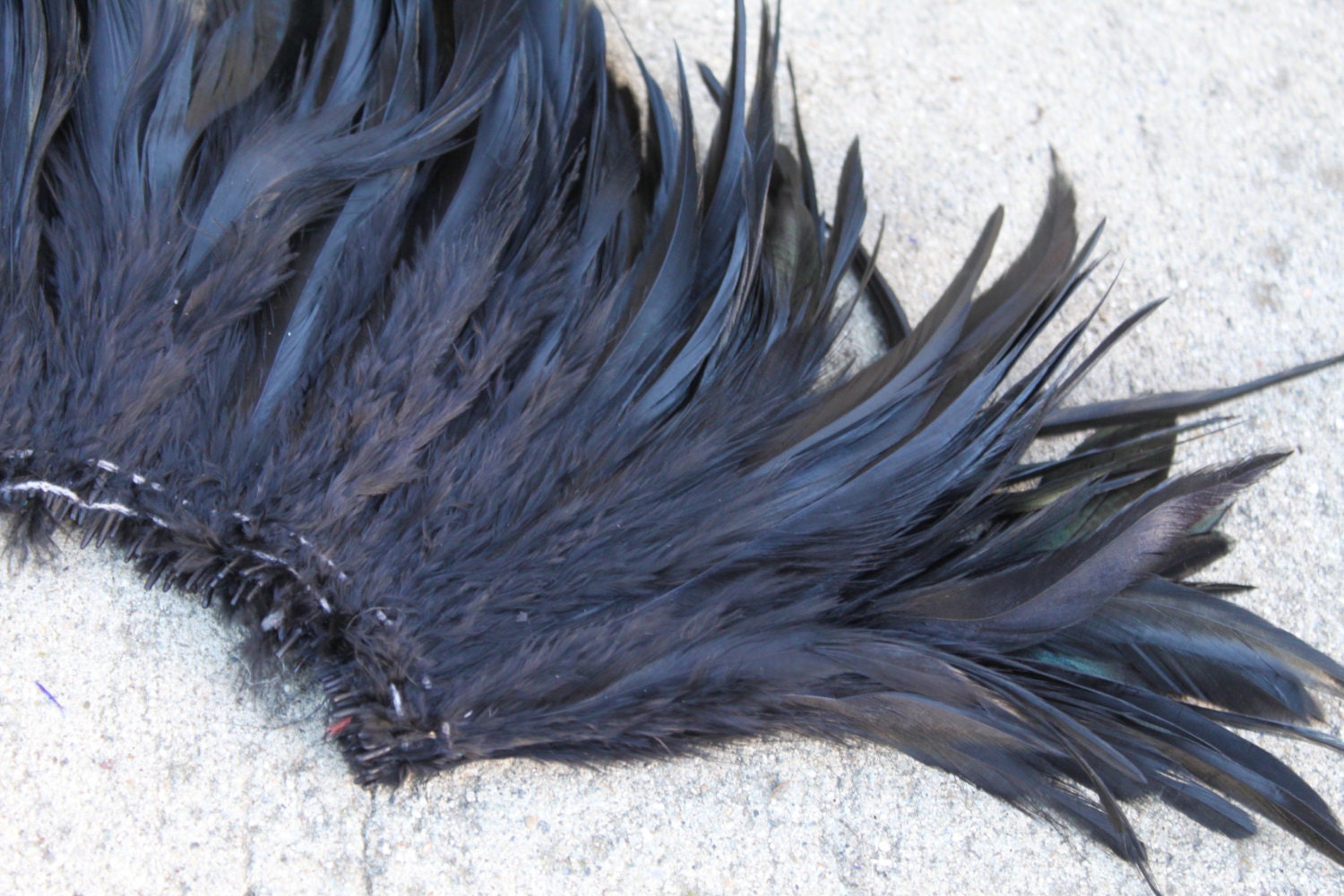 Black rooster saddle feathers length 3-6 inches
