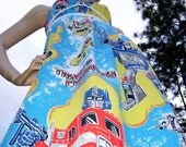 Trans Formers Dress OOAK Upcycled Geek Sundress M L XL Plus Size Adult Vintage 1984 Fabric Sundress