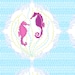 Andover Mo Beddell, Full Moon Lagoon, Sea Horses Blue (Color T) Fabric - By the Yard