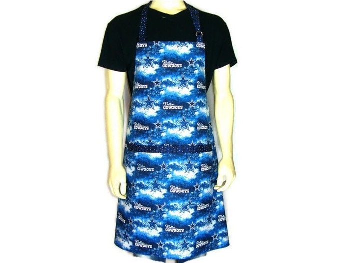 Dallas Cowboys Apron, Full Kitchen Apron, BBQ Chef Style with Pocket