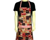Mens Barbecue Apron , Grilling , Kitchen Chef ,  Adjustable with Pocket , Rust Gingham trim