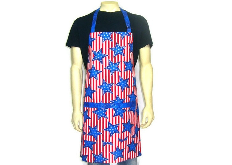 Patriotic Kitchen Apron, American Flag, Red White and Blue, Stars and Stripes, Full Chef Style