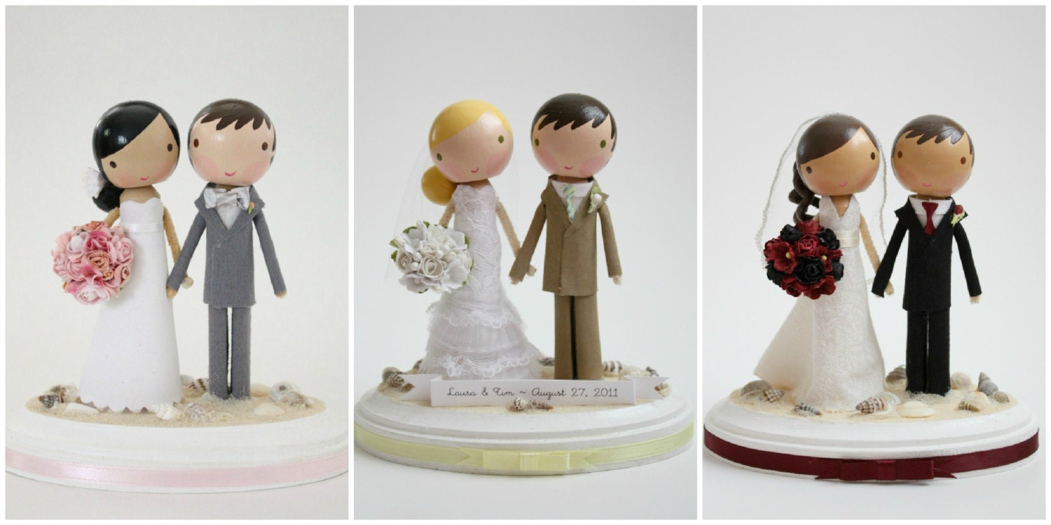 custom wedding cake topper - beach theme