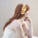 Bridal flower headband, gold headpiece, wedding flower - Gilded flower trio headband - Style 339