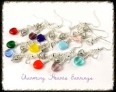 Charming Hearts french hook glass heart charm earrings TWELVE pairs
