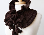 Fiber Art Scarf - Luxurious Merino Wool Hand-Knit Scarflette - Women Fashion Accessories