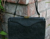 VINTAGE black textured leather purse