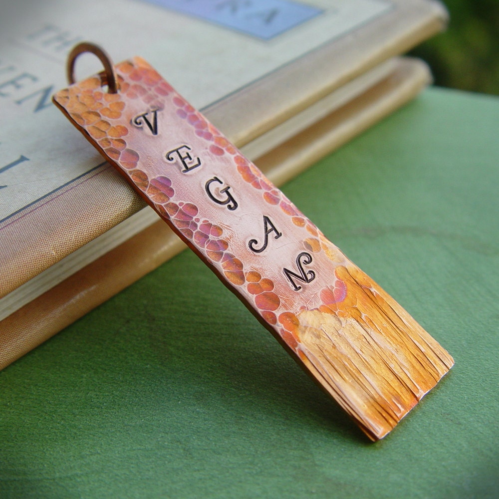 Textured Copper VEGAN unisex pendant