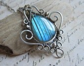 Calliste III - A Bright Blue Labradorite Pendant in Sterling Silver