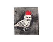 Birdman in a crown monoprint fine art print