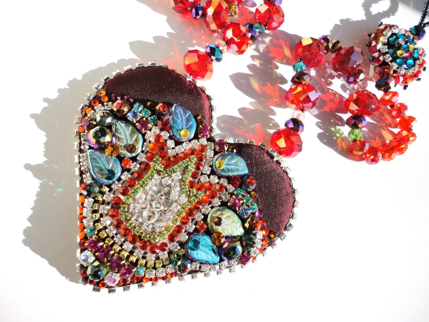 Be my Valentine, One of a kind, lovely Rhinestone Heart Necklace