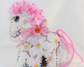 Pretty Pink and Grey Pony Quilty Critter - Horsie, Gentle tones, Soft Sculpture ornament