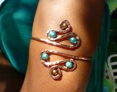Armband, Upper Arm Cuff, Armlet - Copper and Teal or CUSTOM CREATED