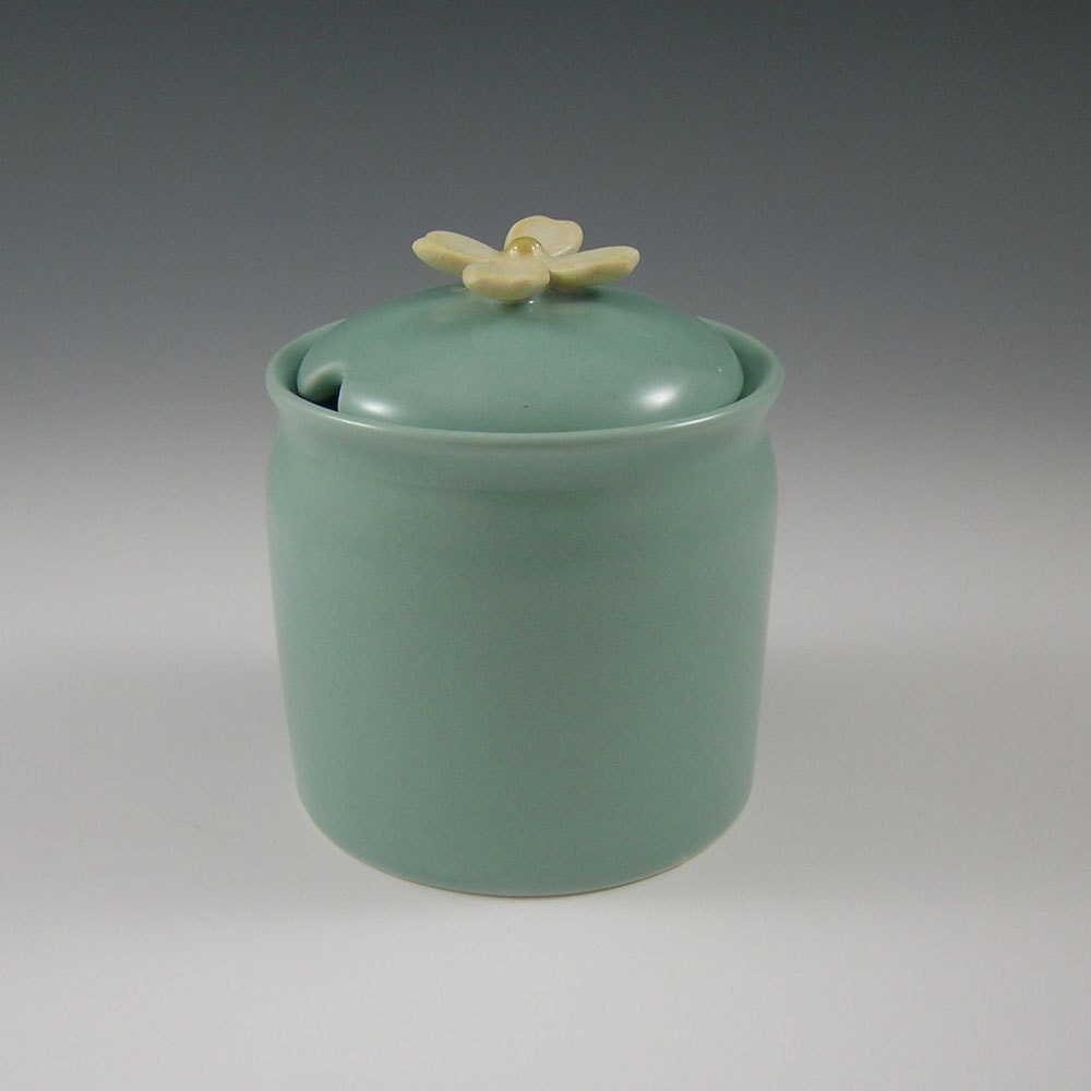 Jam, Honey, or Sugar Bowl with Dogwood Flower