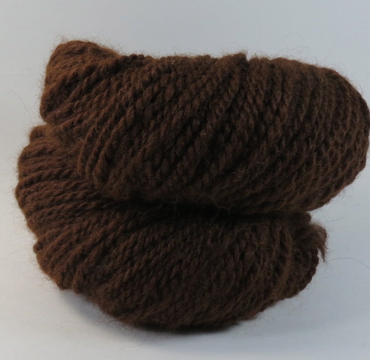 Hand spun Natural Yarn -- Cacao Bean -- Alpaca, 4 oz/114 gr, 119 yards