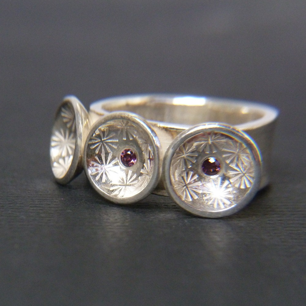 Handmade Garnet Ring Modern Metalwork Ring Garnet Jewelry Natural Stone
