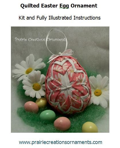 Quilted Ornament White Daisy on Pink Easter Egg Pattern and Kit to Make Your Own