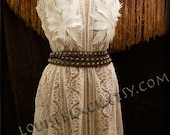 Custom Made Lace Leatherette Feather Tunic Dress by Louise Black Choose from Off White or Black Lace
