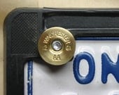 License Plate Nut Bolt Covers - Shotgun Shell Winchester AA Brass