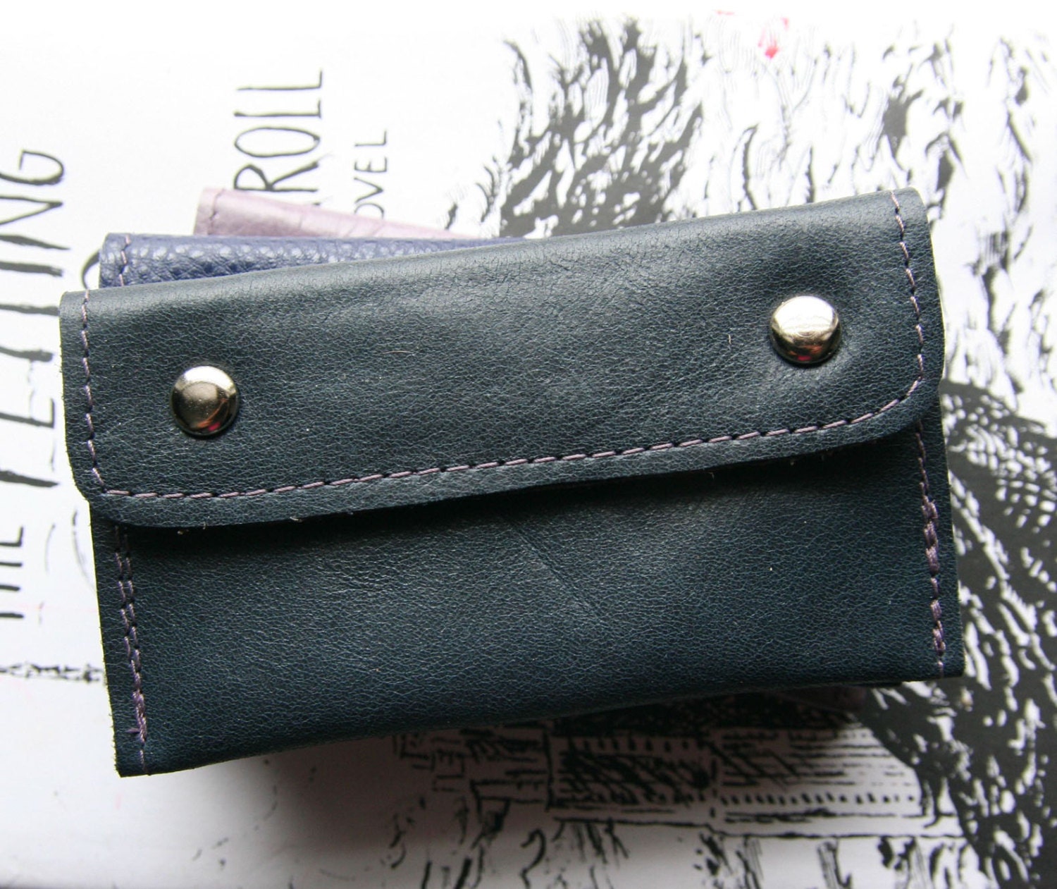 Navy Card Holder- Made of Recycled Leather