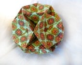 Origami ball- orange a green flower pattern paper origami ball