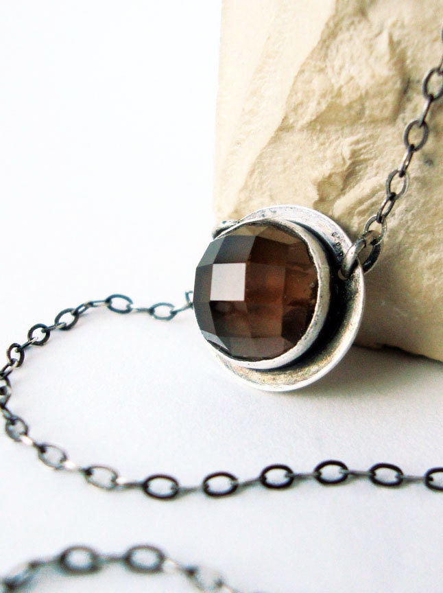 Smokey Quartz Necklace, Faceted Smokey Quartz, Rose Cut Smokey Quartz Necklace