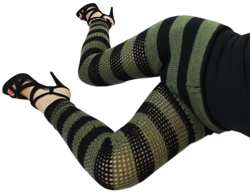 Size Small / 4-6 - Mad Hatter Wool Crochet Leggings / Footless Tights