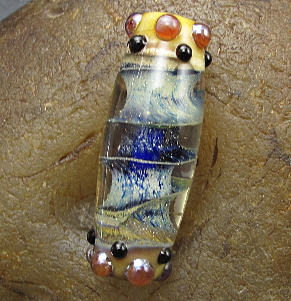 Handmade Lampwork Glass Focal Bead -Ancient Pillar- by Jason Powers SRA