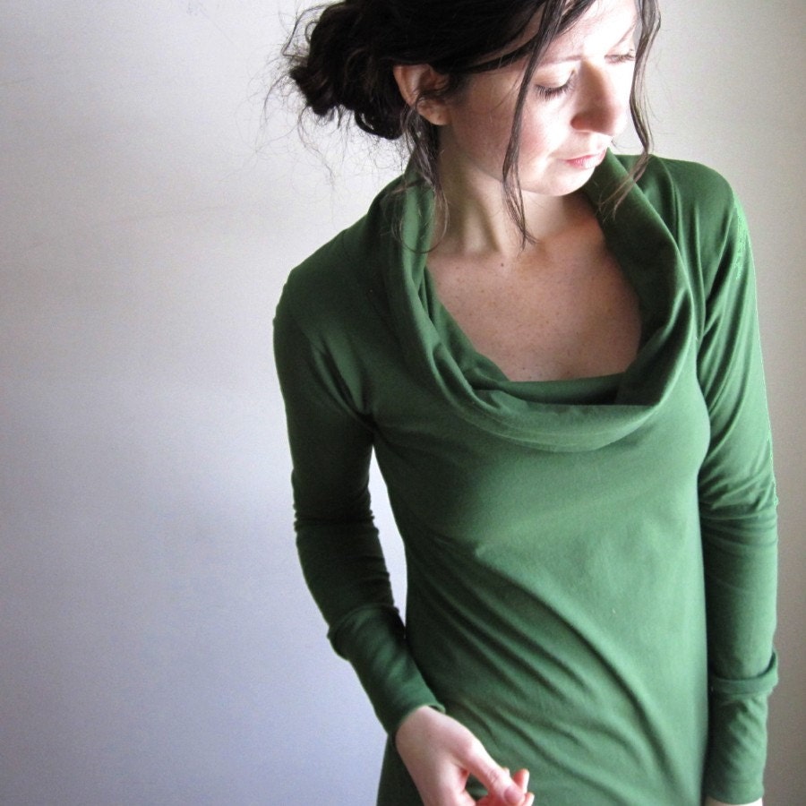 Ivy Green Organic Cotton Dress //  eco - friendly  // Long Sleeve / Tunic