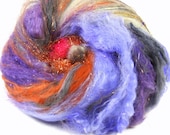 Art Batt Spinning Felting Fiber-Midnight Bouquet- Totally Textured Jazzturtle Artisan Batt