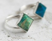 Blue Opal Pyramid Ring   --- size 6.5  --- ready to ship