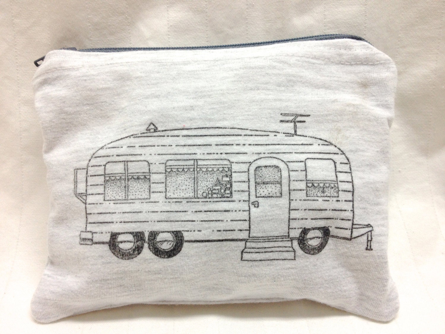 Eco Friendly Zipper Pouch  Airstream Trailer Recycled T-shirt sleeve
