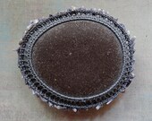 Desk Accessory, Crochet Lace Stone, Art, Mixed Media, Original, Tribal, Table Decorations, Handmade, Gray Thread, with Shell Beads