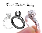 Your Dream Ring - Custom Gold and Diamond Engagement Ring - Your Design Ideas Created White Yellow gold - Engagement Ring - CAD - Rickson