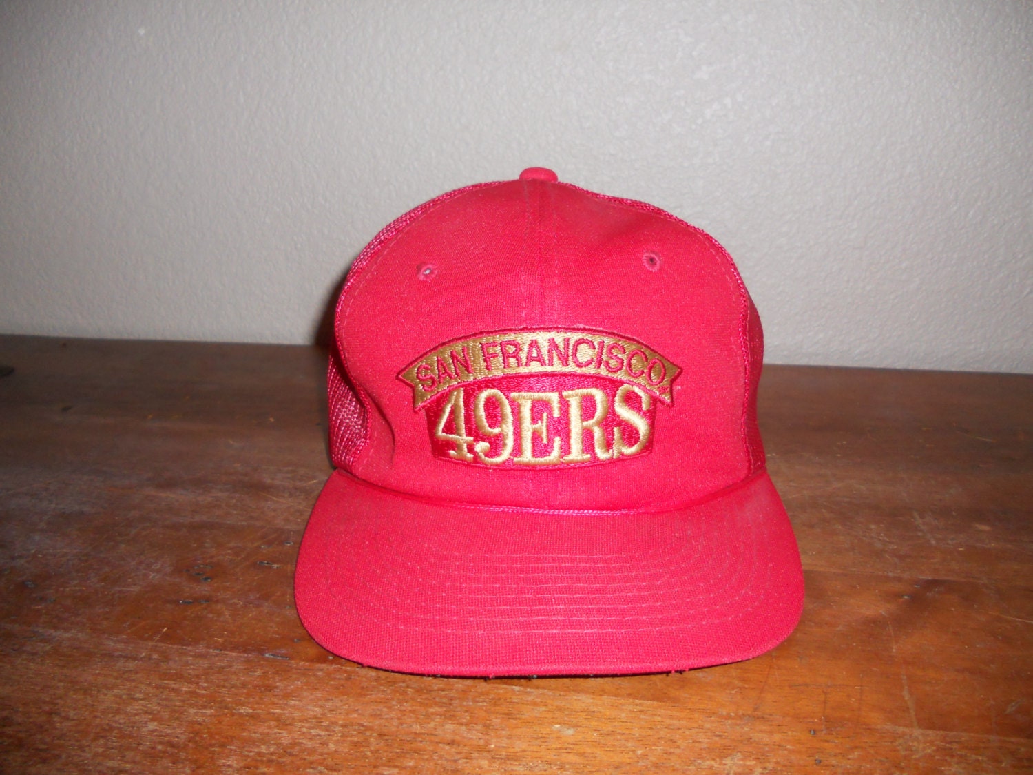 vintage San Francisco 49ERS 80s 90s hat cap snap back mesh   red forty niners   SF