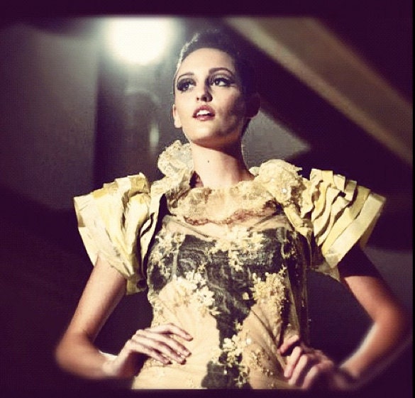 Pulled for a Tim Walker shoot with Katy Perry Ribbon work Shrug bed jacket twenties ribbon fabric Boudoir Queen New Fall 2013