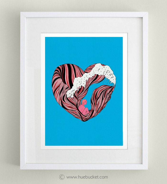 Ocean Heart, Ocean Love Print, Heart Print, Wave Heart Print, Love Print, Valentine's Day Wall Art Print, Gift for Family or Couple